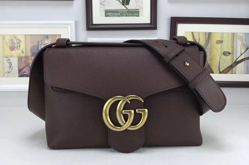 Gucci 401173 GG Marmont Leather Shoulder Bags Coffee