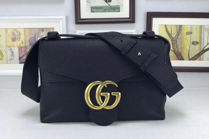 Gucci 401173 GG Marmont Leather Shoulder Bag Black