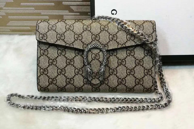 Gucci 401231 Dionysus GG Supreme chain wallet Black