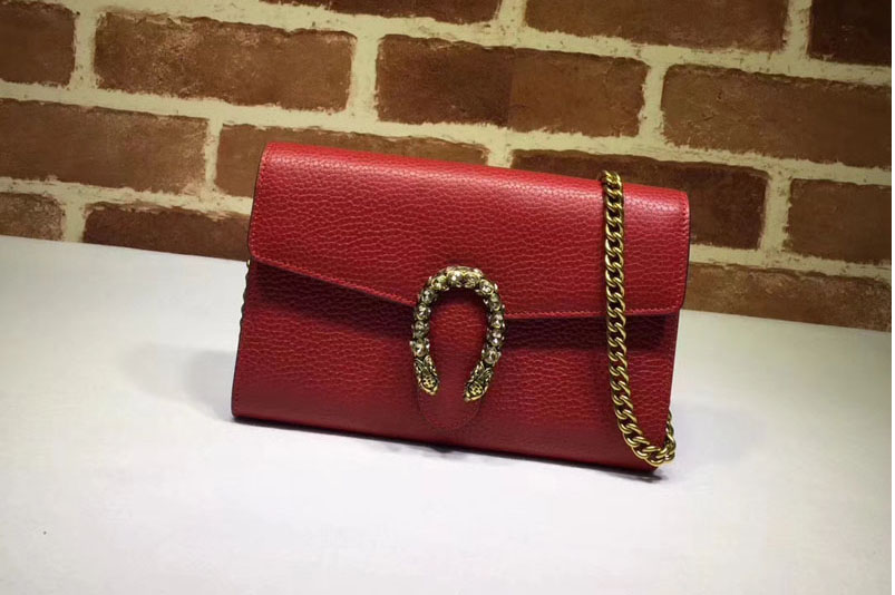 Gucci 401231 Dionysus Leather Mini Chain Bags Red