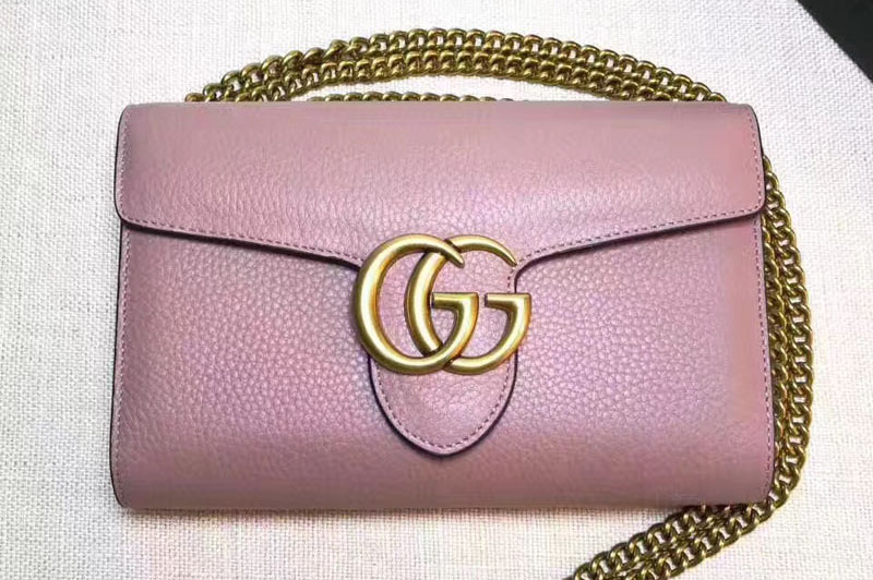 Gucci 401232 GG Marmont Leather Mini Chain Bags Pink