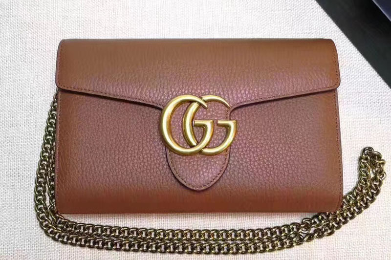 Gucci 401232 GG Marmont Leather Mini Chain Bags Brown