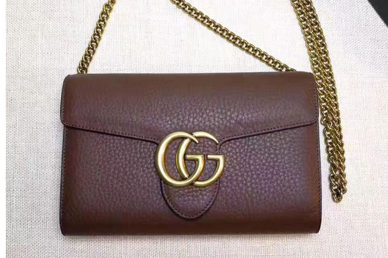 Gucci 401232 GG Marmont Leather Mini Chain Bags Coffee