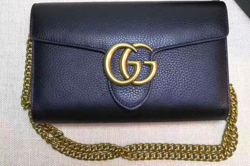 Gucci 401232 GG Marmont Leather Mini Chain Bags Black