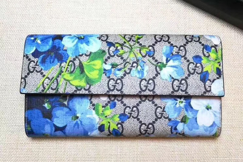 Gucci 404070 GG Blooms continental wallet Blue