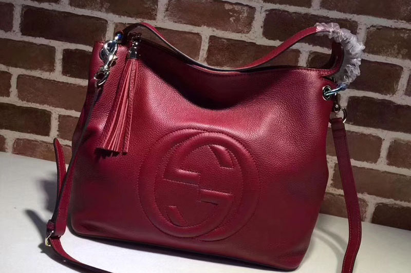 Gucci 408825 Soho Leather Hobo Bags Red