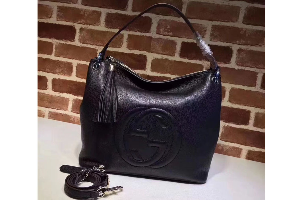 Gucci 408825 Soho Leather Hobo Bag Black