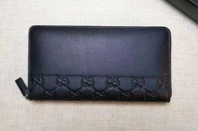 Gucci 408839 Leather Zip Around Wallet Black