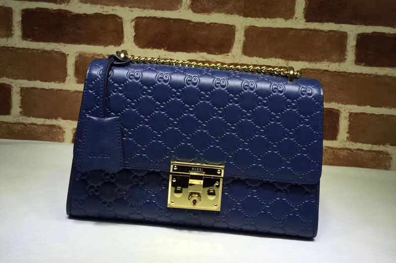 Gucci 409486 Padlock Gucci Signature Shoulder Bag Blue