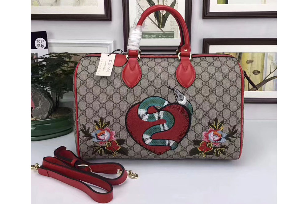 Gucci 409527 Limited Edition GG Supreme Top Handle Bag Red