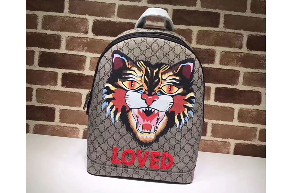 Gucci 419584 XL GG Angry Cat Print Backpack