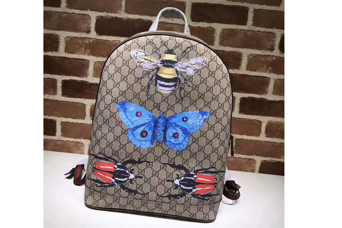 Gucci 419584 XL GG Butterfly Print Superme Canvas Backpack