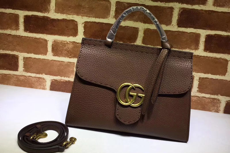 Gucci 421890 GG Marmont Leather Top Handle Bag Coffee