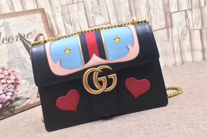 Gucci 431382 GG Marmont Leather Shoulder Bags Black