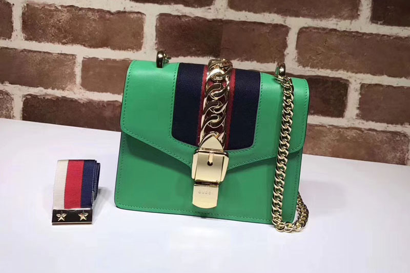 Gucci 431666 Sylvie leather mini chain bags Green