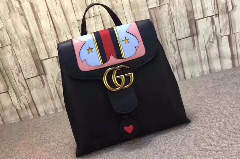 Gucci 432265 GG Marmont Leather Backpack Black
