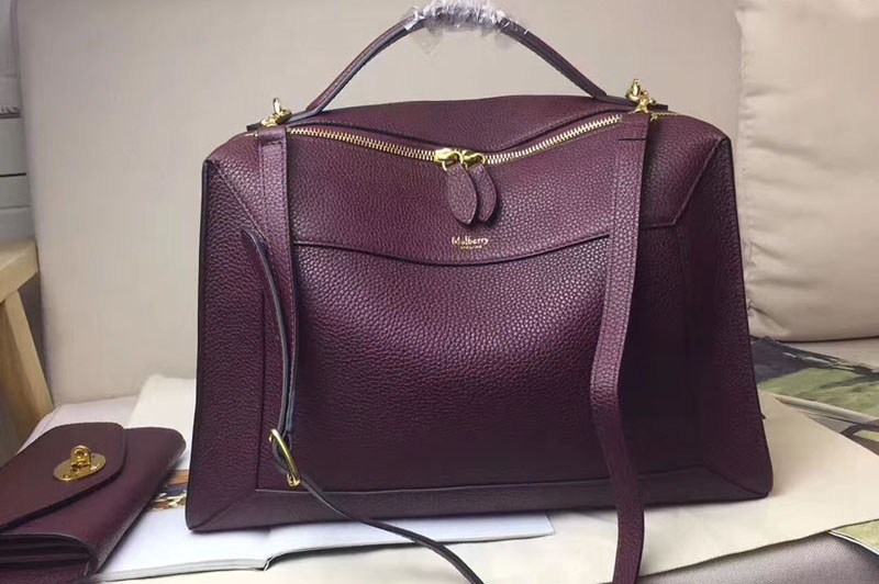 Mulberry Belgrave 24hour Bags Purple Natural Grain Leather