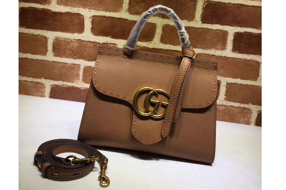 Gucci 442622 GG Marmont leather top handle mini bags Tan