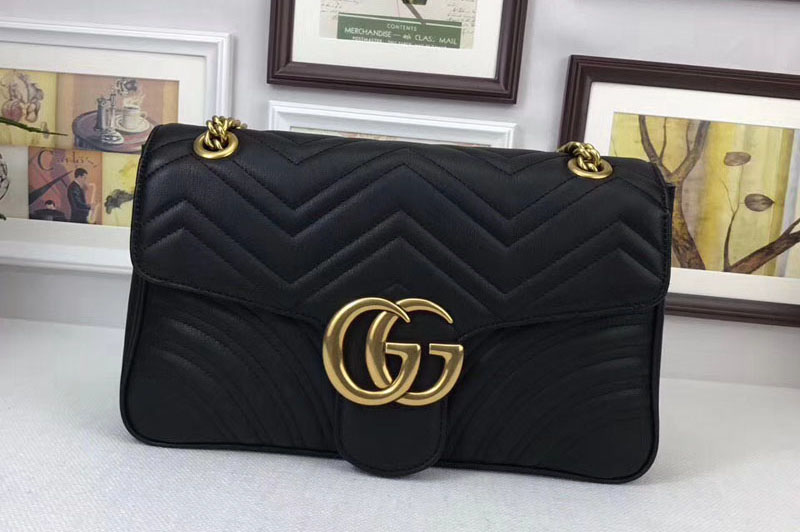 Gucci 443496 GG Marmont Matelasse Shoulder Bags Black
