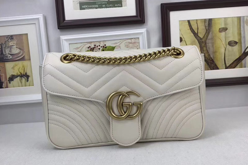 Gucci 443497 GG Marmont Matelasse Shoulder Bags White