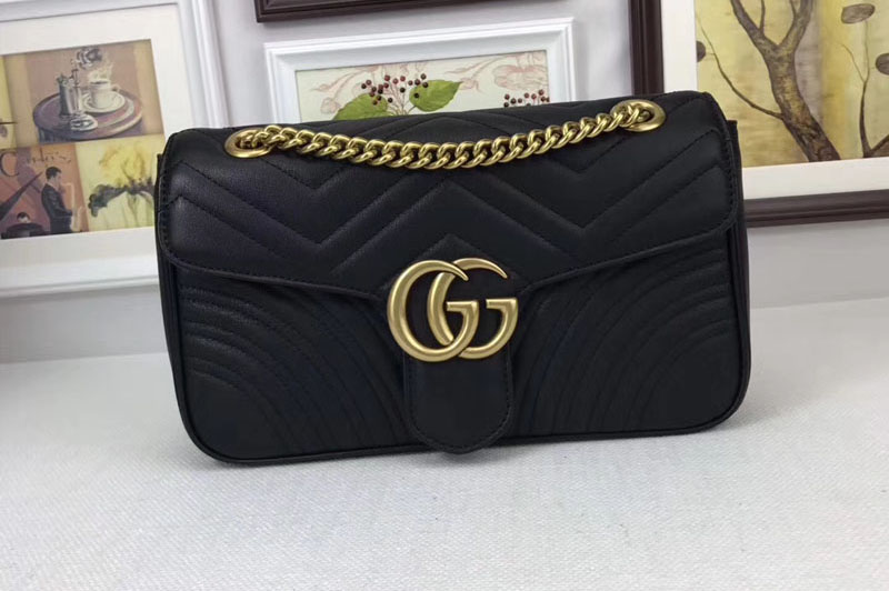 Gucci 443497 GG Marmont Matelasse Shoulder Bags Black