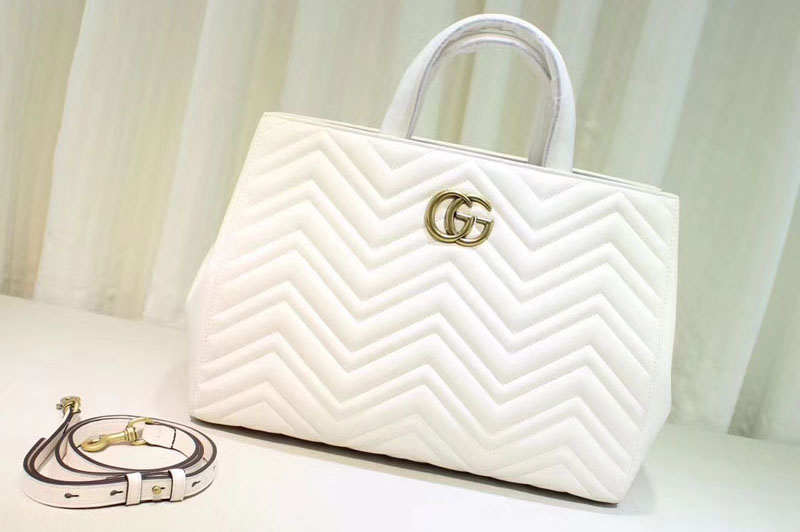 Gucci 443505 GG Marmont medium matelassé top handle bags White