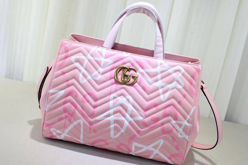 Gucci 443505 GG Marmont medium matelassé top handle bags Pink