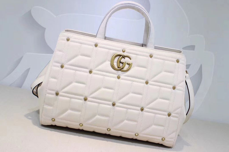 Gucci 443505 GG Marmont matelassé top handle bags White