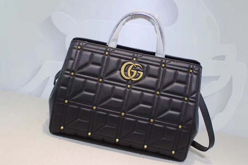 Gucci 443505 GG Marmont matelassé top handle bags Black
