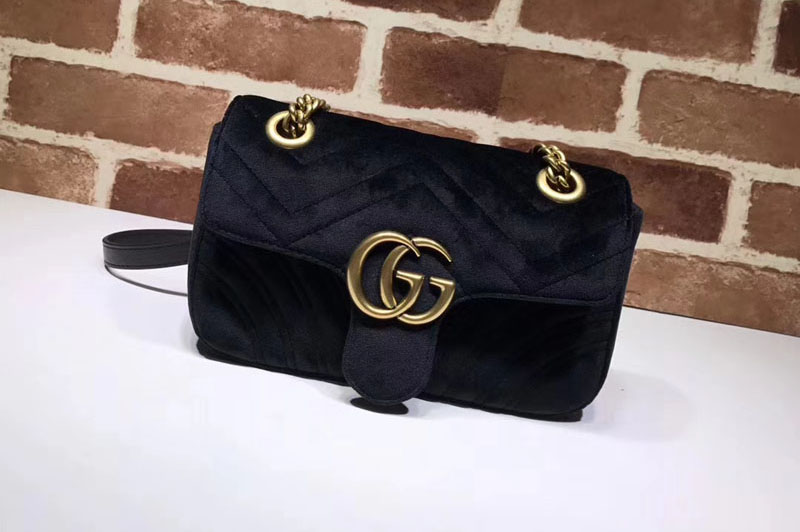 Gucci 446744 GG Marmont velvet mini bags Black