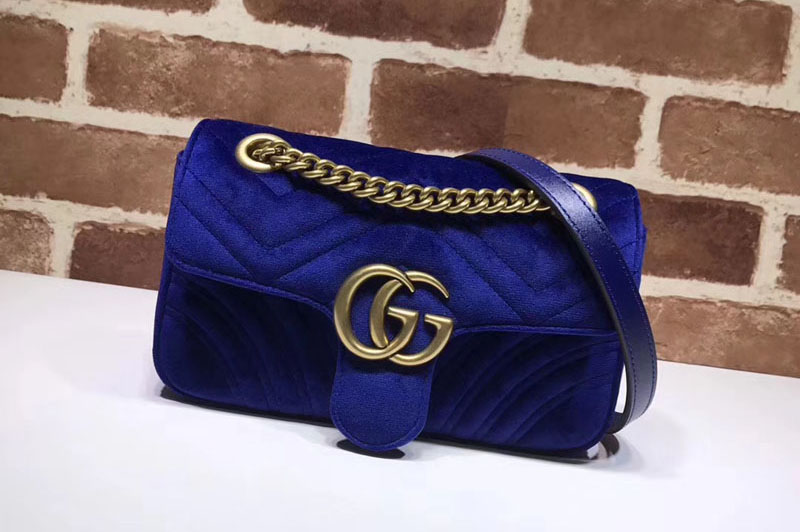 Gucci 446744 GG Marmont velvet mini bag Blue