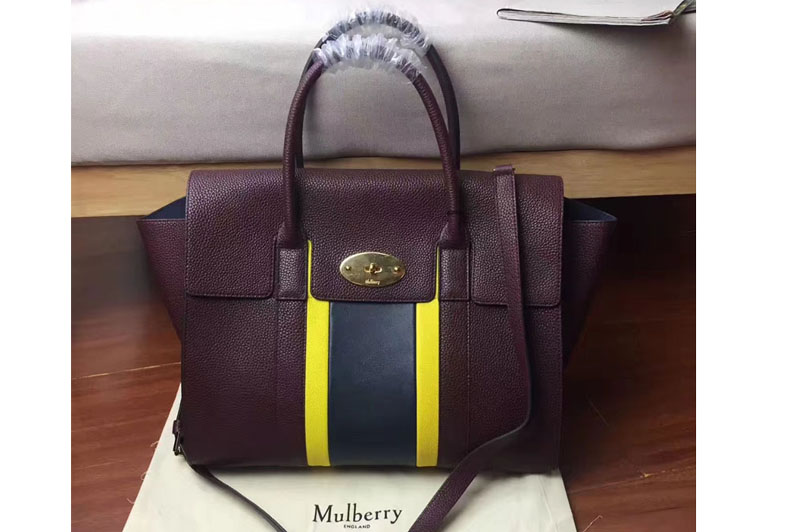 Mulberry Small Bayswater Midnight, White & Burgundy Small Classic Grain Bags