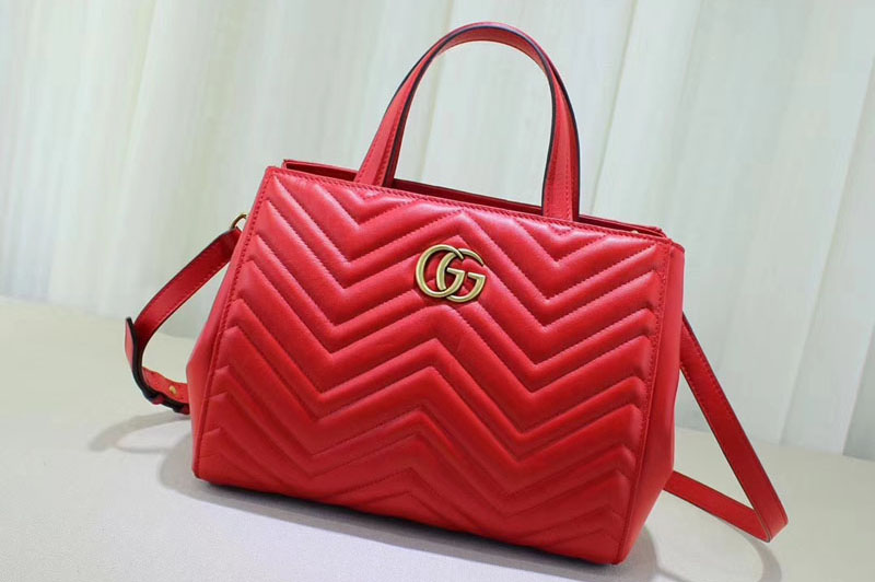 Gucci 448054 GG Marmont small top handle bags Red