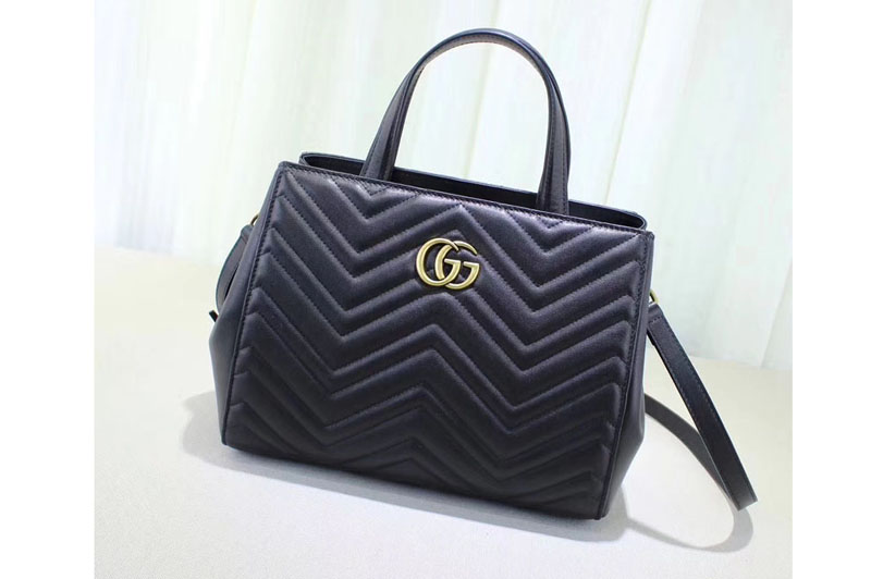 Gucci 448054 GG Marmont small top handle bags Black