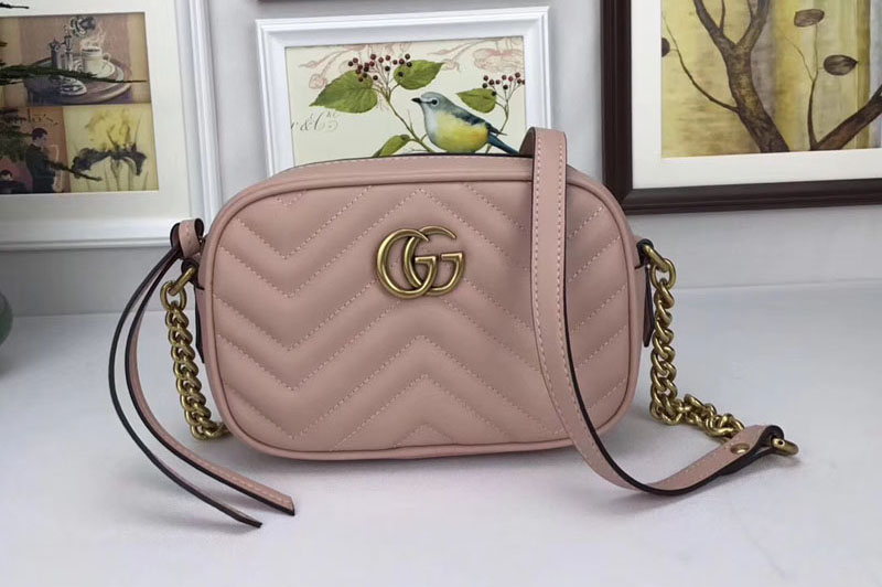 Gucci 448065 GG Marmont Matelasse Mini Bags Light Pink