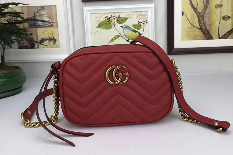 Gucci 448065 GG Marmont Matelasse Mini Bags Red