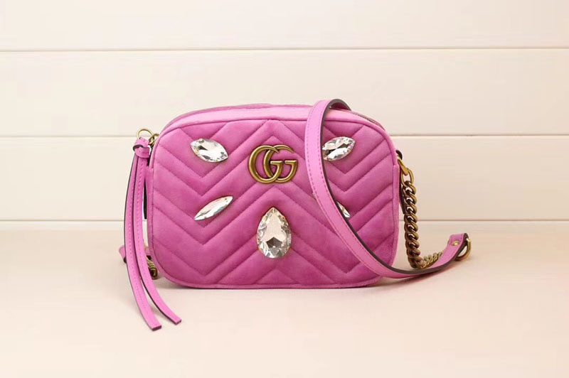 Gucci 448065 GG Marmont mini bags Pink Velvet