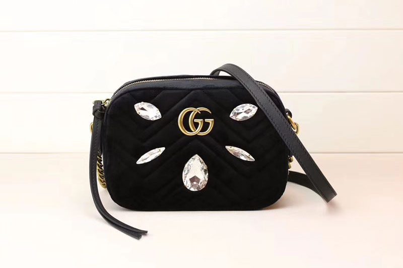 Gucci 448065 GG Marmont mini bags Black Velvet