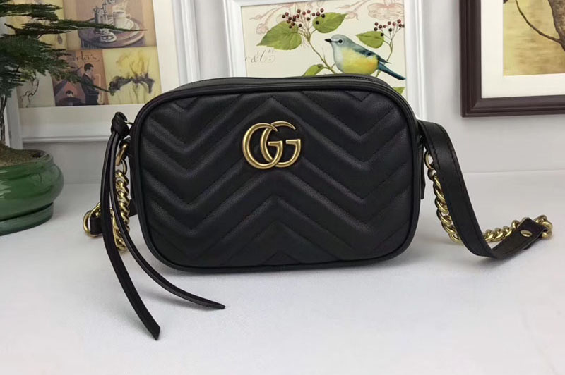 Gucci 448065 GG Marmont Matelasse Mini Bags Black