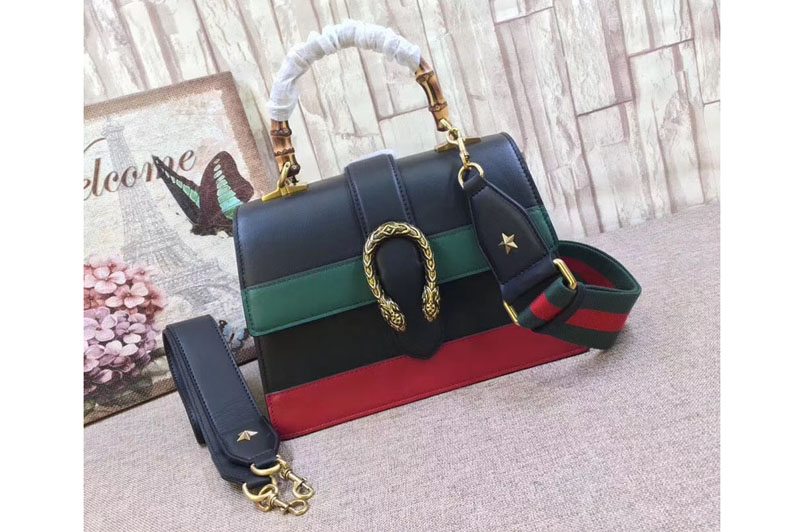 Gucci 448075 Dionysus medium top handle bags Black/Green/Red