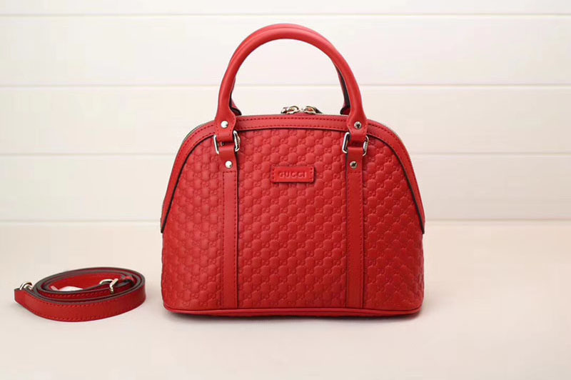 Gucci 449654 Signature Leather Top Handle Bag Red