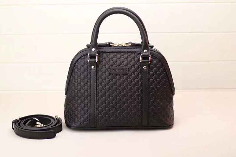 Gucci 449654 Gucci Signature Leather Top Handle Bag Black
