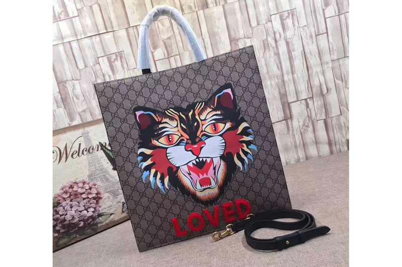 Gucci 450950 Angry Cat print GG Supreme tote Bags