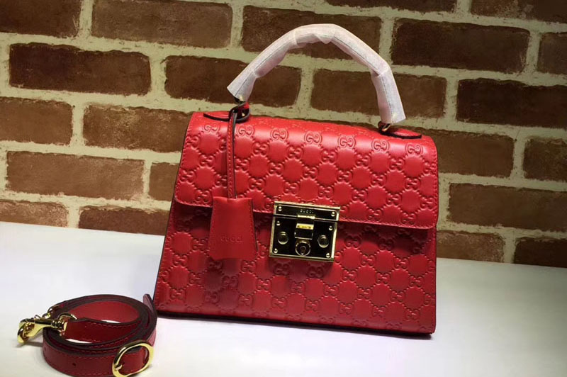 Gucci 453188 Padlock Signature top handle bags Red