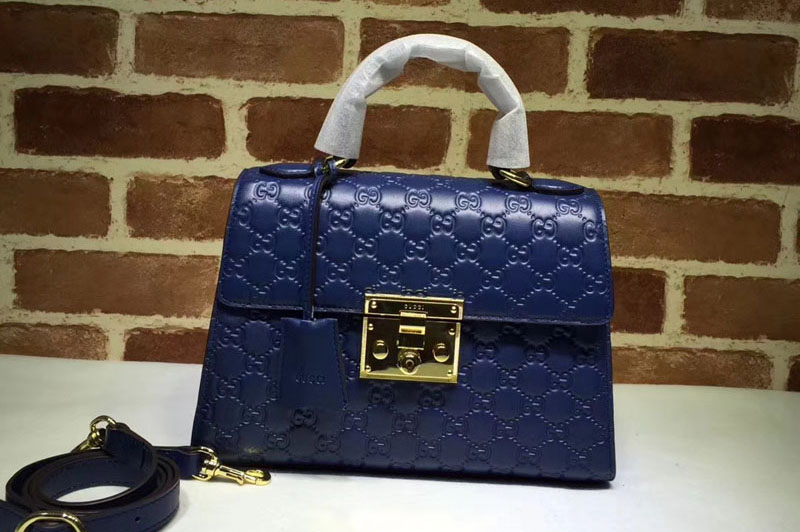 Gucci 453188 Padlock small Signature top handle bags Blue
