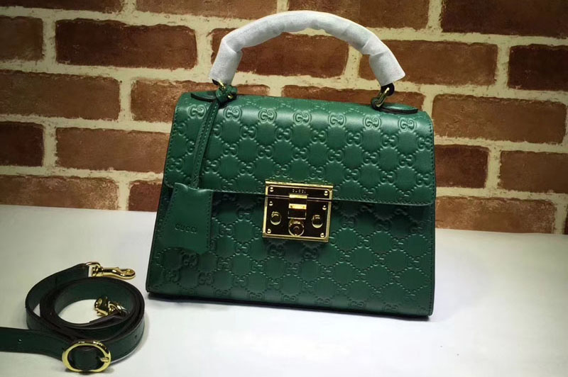 Gucci 453188 Padlock small Signature top handle bags Green