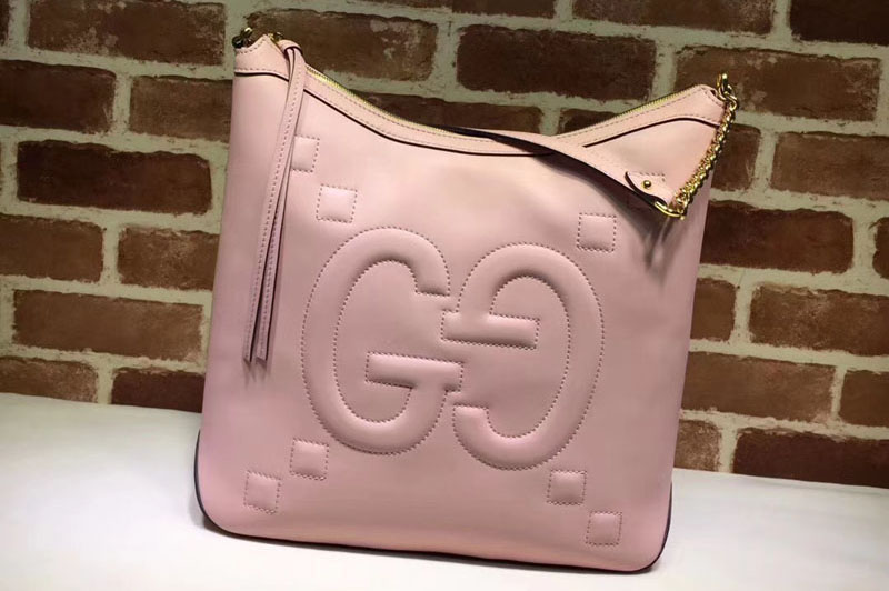 Gucci 453562 Embossed GG Leather Hobo Bags Pink