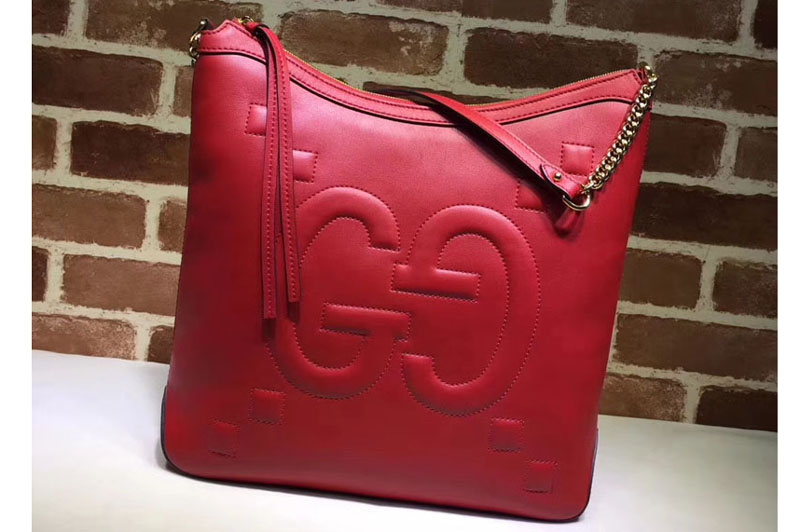 Gucci 453562 Embossed GG Leather Hobo Bags Red