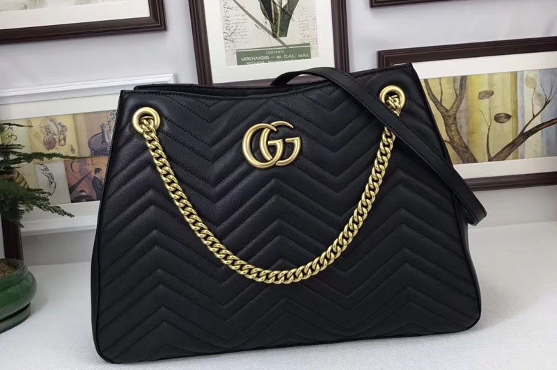 Gucci 453569 GG Marmont Matelasse Shoulder Bags Black