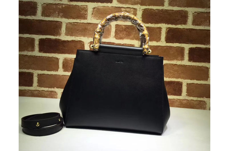 Gucci 453767 Nymphea Small Top Handle Bag Cowhide Leather Black